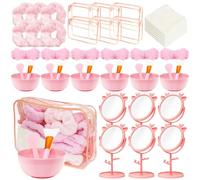 Set di 6 accessori per feste spa da donna, strumento di miscelazione con maschera per il viso con ciotole, pennelli da trucco, specchi, borse, fascia per capelli, asciugamano da polso per compleanno