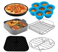 Set di 6 Accessori per friggitrice ad aria quadrata da 5,5 l, vassoio in silicone per friggitrice ad aria, COSORI/NINJIA/CECOTEC/INNSKY/PHILIPS 5,5L