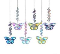 Set di 6 acchiappasole a forma di farfalla, fatti a mano, in vetro, da appendere, per giardino, finestra, patio, decorazione vivace arcobaleno per la sua casa e il cortile