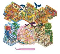 Set di 6 adesivi 3D in miniatura di grandi dimensioni, adesivi fai da te per la casa, terapia, per adulti, bambini, sollievo dallo stress che passa il tempo