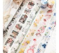 Set di 6 adesivi floreali per scrapbooking, set di 6 rolls PET English Washi Tape Aesthetic Stickers,Decorative for Journaling,Bullet Journal Accessori,Photo Album,Notebook,Fai da te (serie Waltz)