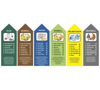 Set di 6 adesivi per la separazione dei rifiuti bidone della spazzatura...