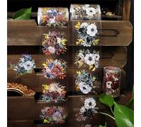 Set di 6 adesivi per scrapbook a tema floreale in PET Washi, Arpaper Midnight Garden Stickers Decorative for Journaling, Bullet Journal, Photo Album, fai da te (serie Midnight Garden)