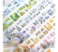 Set di 6 adesivi per scrapbooking, motivo: scenery Themed PET Washi Tape Aesthetic Stickers,Decorative for Journal,Bullet Journal Accessori,Photo Album,Mobile phone,DIY Crafts (Natural Scenery Series)
