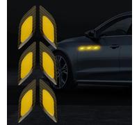Set di 6 adesivi riflettenti di sicurezza per auto, per una maggiore visibilità e protezione dagli urti, facile installazione ed efficacia, colore: giallo