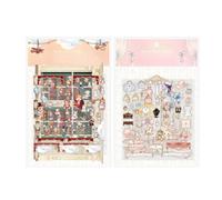 Set di 6 adesivi scene a tema , design per finestre con animati, materiali PET e cartoncino rigido, scene decorative per scrapbooking, adesivi collage fustellati