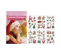 Set di 6 adesivi temporanei per bambini, motivo: occhi di Natale, con contenitore di collant, con scritta in lingua tedesca "Santa renna", fiocco di neve per braccio, occhi, corpo, feste, regalo per