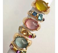 Set di 6 anelli alla moda con pietre preziose finte colorate e strass, gioielli versatili e di alta qualità, ideali come regalo per le donne Tagli UnicaLega di zinco