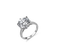Set di 6 anelli da donna, in argento, con 5 strati, rotondi, con moissanite 5 carati, oro bianco 18 carati, misura 14 (17,2)