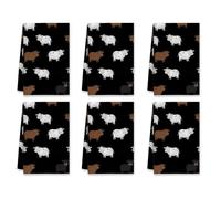 Set di 6 asciugamani da cucina a forma di mucca, giocoso cartone animato nero bianco nessuno nero in microfibra ad asciugatura rapida per cucinare, lavare i piatti, regalo per uso quotidiano, 40,6 x