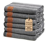 Set di 6 asciugamani da spiaggia turchi serie LYCIA, pre-lavati 177,8 x 96,5 cm, taglia XXL, 100% cotone, ad asciugatura rapida, leggero, senza sabbia, colore: nero