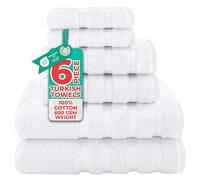 Set di 6 asciugamani di alta qualità, di lusso per hotel e spa, 100% vero cotone turco per la massima morbidezza e assorbenza di American Soft Linen, [del valore di $78,95] (bianco)