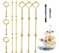 Set di 6 aste per alzate, 3 piani, con punta per cupcake, 3 ripiani, per buffet, biscotti, feste, matrimoni, decorazioni per la casa