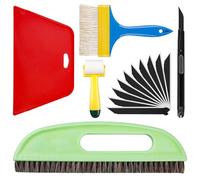 Set di 6 attrezzi per tappezzeria, con spazzola per tappezzeria, carta da parati, rotoli, utensili da taglio, strumento per levigare la carta da parati, set per contatto con adesivo, necessità di