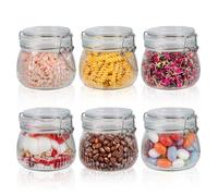 Set di 6 Barattoli Vetro con Coperchio Ermetico, 500ml, Vasetti in Vetro per Conserve, Vasetti per Marmellata, Barattolo Spezie con Chiusura a Clip per Cucina, Cereali, Chicchi di Caffè, Spezie
