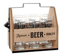 Set di 6 bicchieri da birra e vassoio in legno di eucalipto