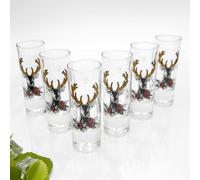 Set di 6 bicchieri da liquore - Design testa di cervo - 6,5 cl con 2 cl & 4 cl tratto taratura - Scelta varietà pura o colorata - Idea regalo per feste e amici, uomini e donne, cervo rosa GTK27.30.44