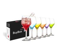 Set di 6 Bicchieri da Vino Colorati (330 ml/11oz) Bicchieri da Cocktail, Champagne, Martini, Coupé, Bicchieri Aperol Spritz, Vetreria a Stelo Lungo
