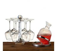 Set di 6 bicchieri da vino in cristallo con decanter e supporto antigoccia diamantato, cristallo senza piombo, decanter vorticoso che rilascia l'aroma, supporto resistente alla ruggine, clink