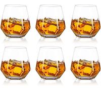 Set di 6 bicchieri da whisky, bicchieri da whisky diamantati, bicchieri da succo d'acqua inclinati, 300 ml, bicchieri per bourbon/rum/bar, regalo di compleanno, Natale, anniversario, matrimonio per