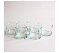 Set di 6 Bicchieri Marocchini Beldi, Vetro Riciclato Soffiato a Bocca, 200ml, 7x7cm, trasparente.