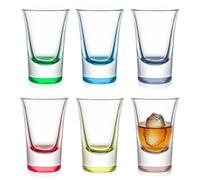 Set di 6 bicchierini da shot, base pesante, 30 ml, colorati, per alcol, impilabili, per vodka, espresso, tequila, durevoli e riutilizzabili, per casa, bar e feste