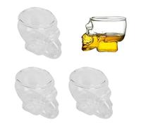Set di 6 bicchierini in cristallo, bicchierini con teschio 3D bicchieri da whisky in vetro con teschio per vino, cocktail, decorazione, tazze con teschio per feste, 75 ml