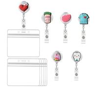 Set di 6 bobine per infermiere retrattili con 6 portacarte, unità di supporto per carte d'identità per infermieri e medici, porta badge espandibile con clip regalo
