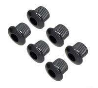 Set di 6 boccole per accordatore per chitarra, ghiere e dadi da 10 mm per meccaniche vintage, cromate e nere (nero)