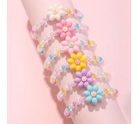 Set di 6 braccialetti con perline a forma di fiore per bambini, gioielli per bambini con perle finte colorate, regali di compleanno ideali, forniture per feste per il polso delle bambine Tagli UnicaPM