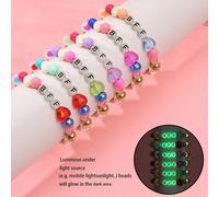 Set di 6 braccialetti con perline a forma di lettera BFF che brillano al buio, braccialetti elastici con perline di cristallo a forma di cuore multicolore, gioielli regalo per le migliori amiche delle