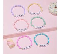 Set di 6 braccialetti impilabili con parole di coraggio in lettere energetiche, migliori amiche amichevoleggianti con perline dai colori del caramello, regalo di gioielli per ragazze Tagli UnicaLetter