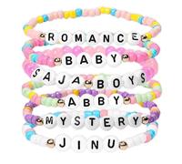Set di 6 braccialetti ispirati ai pop, braccialetti dell'amicizia colorati in argilla polimerica, braccialetti elastici con perline con lettere significative, regali alla moda Kpop per ragazze