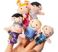 Set di 6 burattini da dito di peluche - Famiglia