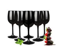 Set di 6 calici da vino rosso e bianco di colore nero, con capacità di 300 ml
