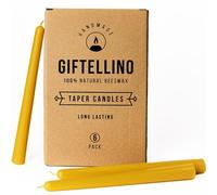 Set di 6 Candele a Stelo in Puro Cera d'Api - Durata 7 Ore - 100% Pura Cera d'Api e Stoppino in Cotone - Candele Lunghe Senza Profumo per la Cena - Pure Beeswax Taper Candle Set of 6