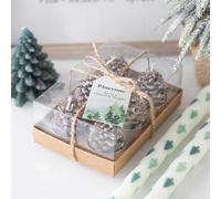 Set di 6 candele tealight a forma di pigna, design ispirato al bosco, non profumate per un'atmosfera discreta, perfette per feste e decorazioni natalizie