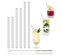 Set di 6 cannucce in vetro HALM con 3 lunghezze trasparenti riutilizzabili in vetro speciale + spazzolino per la pulizia, cannucce sane per cocktail, frullato sostenibile.