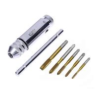 Set di 6 chiavi a cricchetto regolabili con impugnatura a T con piastra in acciaio e titanio, progettate per maschi a vite da M3 a M8, ganasce di bloccaggio parallele forniscono una presa sicura