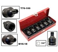 CHIAVI A BUSSOLA 6PZ TORX MILLERIGHE XZN IMPATTO 3/4" M16 M18 T70 T80 T90 T100