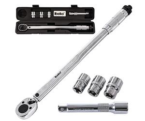 Set di 6 chiavi dinamometriche da 28 - 210 Nm 1/2" CV con 3 bussole e prolunga con valigetta +/- 4% di tolleranza, chiave inglese precisa con cricchetto reversibile