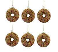 Set di 6 Ciambelle con Canditi in Vetro Soffiato D10 Addobbi Natalizi Eleganti