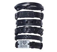 Set di 6 Cinturini in Pelle Intrecciata Set 6 Pezzi Lunghezza Catena Regolabile Design alla Moda per Gioielli da Uomo Elegante e Popolare Fashion Book