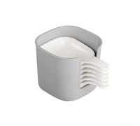 Set di 6 ciotole in plastica con ripiano portaoggetti, piatti per salsa per condimenti, salsa, ketchup, dessert, 12,5 x 9,2 x 8 cm, design impilabile salvaspazio, bianco (grigio)