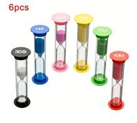 Set di 6 clessidre, da 30 secondi, 1, 2, 3, 4, 5, 10 minuti, giocattolo da scrivania creativo, regalo per teenagers, gestione del tempo e sollievo dallo stress (colore casuale) 6 pezzi,Set di-6P[1-3-5