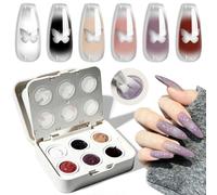 Set di 6 colori di gel ombré, design a rete elastica, immersione precisa e uniforme, soak off UV LED, liscio, miscelabile, pigmentato, non facile da pulire, per nail art fai da te e salone