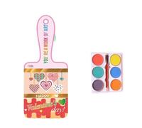 Set di 6 colori di pittura ad acquerello con biglietto di San Valentino per il bambino San Valentino scambio di classe del partito di arte del mestiere di progetto di conversazione cuori