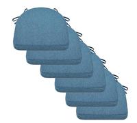 Set di 6 comodi cuscini antiscivolo per sedie da cucina, con cinghie, lavabili, 50 x 50 x 5 cm, ideali per sedie da giardino, design a trapezio blu, perfetti per sedie da pranzo