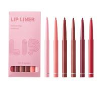 Set di 6 confezioni di opachi su 24 ore impermeabile Make up Revolution Lip Pencil | nudi di lunga durata per donne