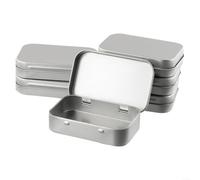 Set di 6 contenitori in metallo con coperchio incernierato e bordi lisci, realizzati in acciaio stagnato per riporre mini candele, lucidalabbra, campioni ed erbe aromatiche